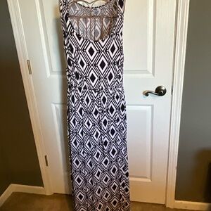 Vintage 1990’s Liz Claiborne Black and White Diamond Maxi Dress